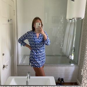 Blue and white roller rabbit cover up